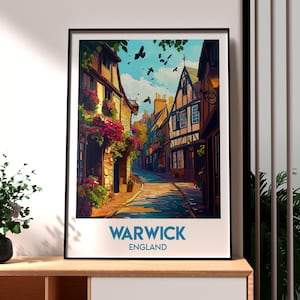 Warwick Poster - Warwick Wall Art - Warwick Poster - UK Wall Art - UK Castle Art - Warwick Castle Print - Warwickshire Art England Town Art