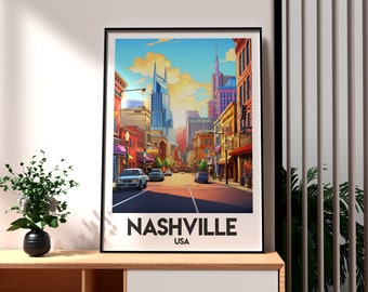 Nashville Cityscape Art Print: Tennessee Travel Poster