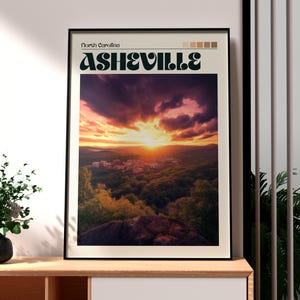 Impresión de Asheville - Arte mural de EE. UU. - Póster de la ciudad de Asheville - Póster del estado de EE. UU. - Impresión de Carolina del Norte - Impresión artística de Asheville, Carolina del Norte - EE. UU.