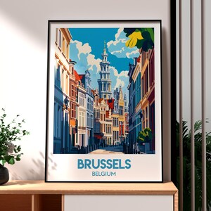 Brussels Print - Belgium Wall Art -  Brussels City Poster - Travel Wall Art - European City Poster - Brussels Grand Palace Poster - Belgium