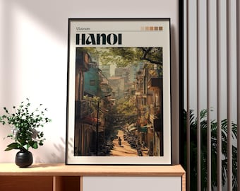 Hanoi Vietnam Travel Poster: Old Quarter Street Art Print