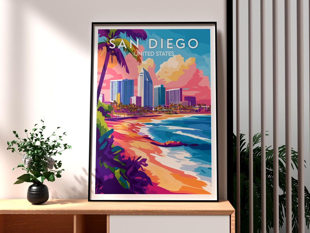 San Diego Travel Poster: California Wall Art Print - Etsy