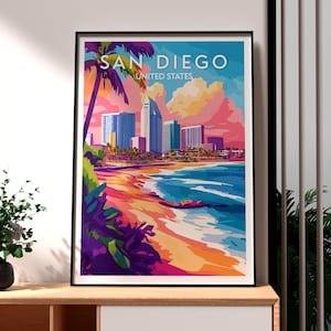 San Diego Print - California Wall Art - San Diego Poster - California Poster - Gift for Traveller - USA Travel Print - SD - California Art