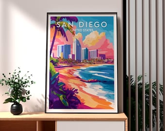 サンディエゴ旅行ポスター：カリフォルニアウォールアートプリント