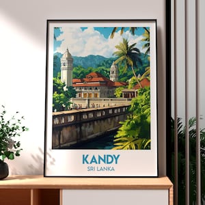 Kandy Poster - Sri Lanka Wall Art - Temple of the Tooth - Kandy Print - Sri Lanka Travel Print - Sri Lanka - Kandy Lake - Sri Lanka Travel