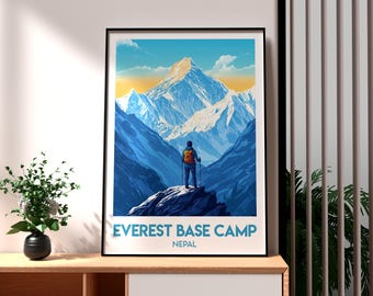 Poster Mont Everest - Art mural Himalaya - Impression Népal - Art mural Everest - Poster Trekking Népal - Impression du camp de base de l'Everest - Népal