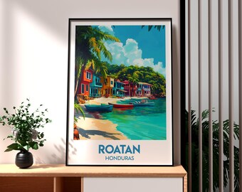 Impresión de Roatán, Honduras: Póster de viaje al Caribe