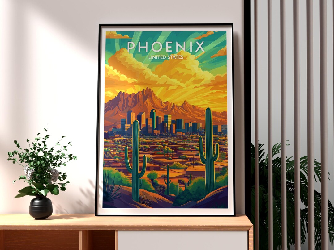 Phoenix Arizona Travel Poster: Red Rock Landscape Art Print - Etsy