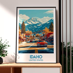 Impresión de Idaho - Arte mural de Idaho - Póster del estado de Idaho - Arte mural de EE. UU. - Regalo para viajeros - Impresión de viaje a EE. UU. - Póster de Idaho - Boise, Idaho
