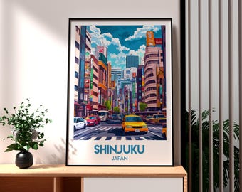 Impresión artística de Shinjuku, Japón: Póster de viaje a Tokio