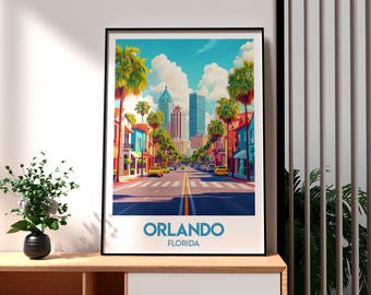 Orlando Travel Print - Florida Wall Art - Orlando Poster - USA State Wall Art - Florida Poster - Orlando Theme Park - Florida Art - Orlando