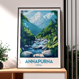 Annapurna Base Camp Poster - The Himalayas Wall Art - Nepal Print - Everest Wall Art - Nepal Trekking Poster - Annapurna Print - Nepal