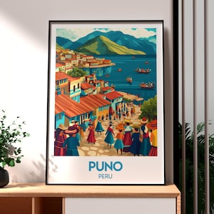 Puno Poster - Puno Art - Peru Travel Print - Peru Wall Art - Lake Titicaca Print - Peru Backpacking Poster - South America Art - Peru Print