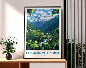 Langtang Valley Nepal Poster: Himalayas Travel Art Print