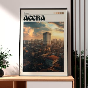 Accra Poster - Ghana Print - Accra Travel Wall Art - Africa Travel Art - Ghana Art - African Wildlife Poster - African City Art - Ghana Art