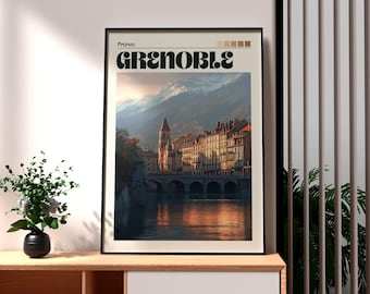 Grenoble France Poster: French Alps Travel Print