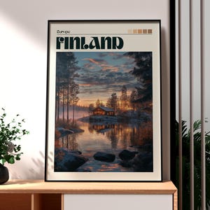 Finland Print - Lapland Wall Art - Finland Poster - Travel Wall Art - Finland Print - Scandinavia Poster  - Northern Lights - Finland Art