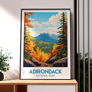 Impresión del Parque Nacional Adirondack - Arte mural de Nueva York - Póster de un estado de EE. UU. - Arte mural de EE. UU. - Regalo para viajeros - Impresión de viaje - Parque Nacional de EE. UU.