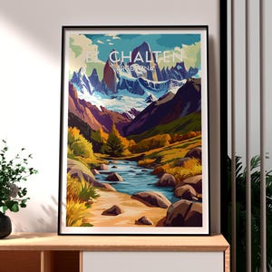 El Chalten Travel Print - Argentinië Wall Art - El Chalten Mountains - Travel Poster - El Chalten Poster - cadeau voor reiziger - Argentinië kunst