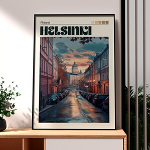 Helsinki Print - Helsinki Wall Art - Finland Poster - Travel Wall Art - Finland Print - Helsinki Canal - Northern Lights - Finland City Art