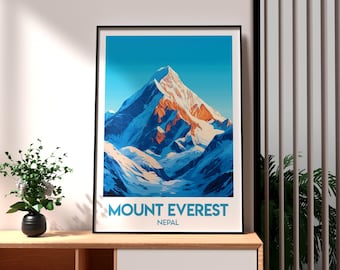 Poster Mont Everest - Art mural Himalaya - Impression Népal - Art mural Everest - Poster Trekking Népal - Impression du camp de base de l'Everest - Népal