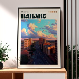 Harare Travel Print - Zimbabwe Wall Art -  Harare Poster - Zimbabwe Travel Wall Art - Africa Poster - Africa City Art - Harare Zimbabwe Art