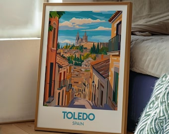 Toledo Spain Print: Travel Poster, Semi-Gloss Wall Art
