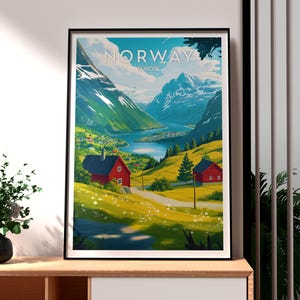 Norway Travel Poster: Scandinavian Landscape Art Print