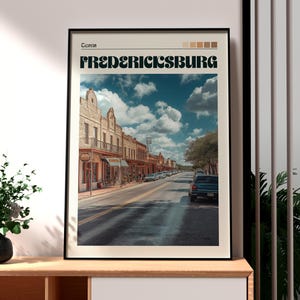 Impresión de Fredericksburg - Arte mural de Texas - Póster del estado de EE. UU. - Arte mural de EE. UU. - Regalo para viajeros - Impresión de viajes a EE. UU. - Póster de Fredericksburg, Texas