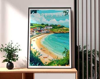 Carbis Bay Art Print: Cornwall Coast, England Travel Poster