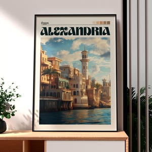Alexandria Egypt Travel Poster: Vintage City Art Print