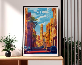 Cairo Egypt Travel Poster: Pyramids Art Print