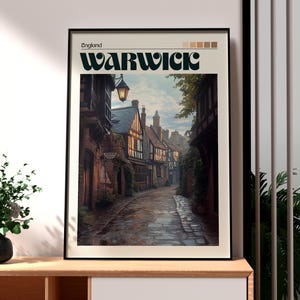 Warwick Poster - Warwick Wall Art - Warwick Poster - UK Wall Art - UK Castle Art - Warwick Castle Print - Warwickshire Art England Town Art
