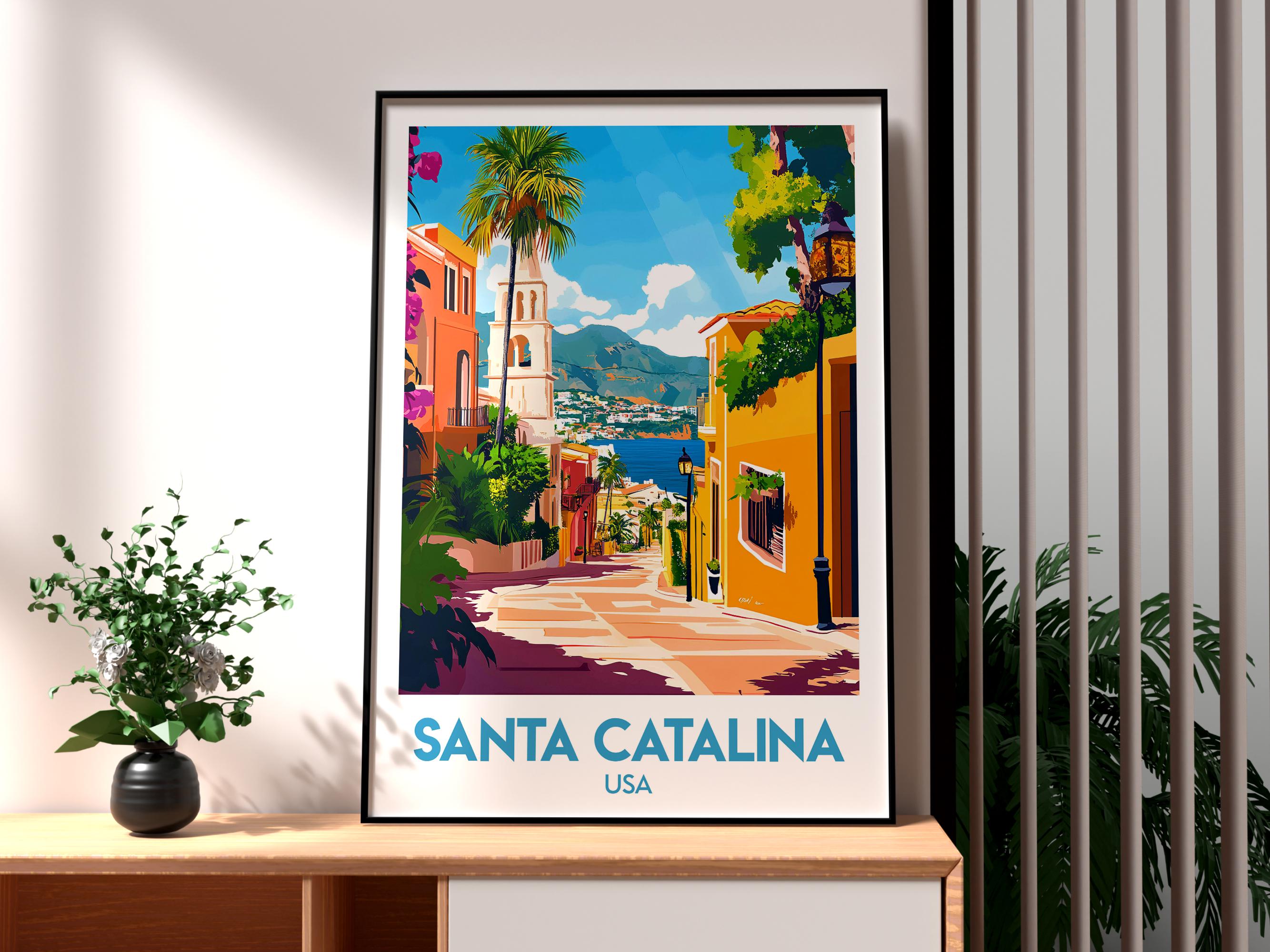 サンタカタリナ島のプリント：カリフォルニア旅行ポスター - Etsy 日本