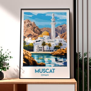 Muscat Print - Muscat Oman Wall Art - Muscat Poster - Gulf of Oman Poster - Middle East Wall Art - Oman Travel Art - Muscat City Poster