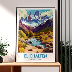 El Chalten Travel Print - Argentina Wall Art - El Chalten Mountains - Travel Poster - El Chalten Poster - Gift for Traveller - Argentina Art