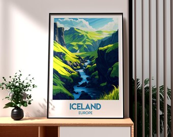 Impresión de Islandia - Arte mural de Islandia - Póster de Reikiavik - Arte de viaje a Islandia - Regalo para viajeros - Arte de viaje a Islandia - Póster de Reikiavik