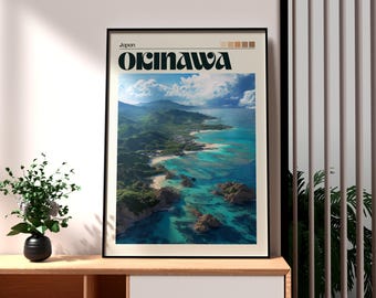 沖縄旅行キャンバス | ヴィンテージの日本のビーチポスターアート