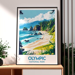 Impresión del Parque Nacional Olímpico - Arte mural del Parque Nacional de EE. UU. - Póster del Parque Nacional Olímpico - Arte mural del Parque Nacional de EE. UU. - Estado de Washington