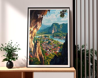 Thakhek Laos Travel Poster: Southeast Asia Wall Art
