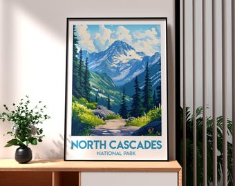 North Cascades National Park Poster: Washington USA Travel Print