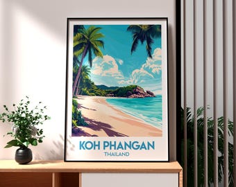 Koh Phangan Print - Thailand Wall Art - Thailand Poster - Ko Phangan Wall Art - Thailand Island Poster - Full Moon Party Poster - Thai Art