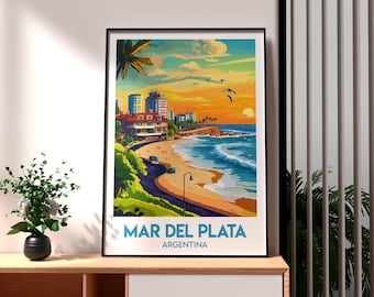 Póster de viaje de Mar del Plata, Argentina: Impresión artística de ciudad playera