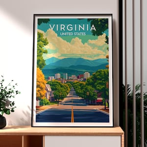 Virginia Wall Art - Virginia Print - Virginia State Poster - USA Wall Art - Gift for Traveller - USA Travel Print - Virginia State Art