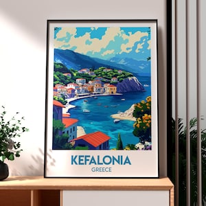 Impression Céphalonie - Art mural Grèce - Poster Céphalonie, Grèce - Art mural voyage - Art grec - Poster Grèce - Art côtier de Céphalonie - Grec