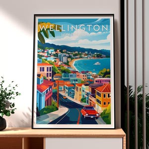Wellington Poster - New Zealand Travel Art - Wellington Print - Lambton Quay Poster - New Zealand Poster - Wellington Wall Art - NZ Poster