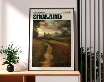 イギリスの田園風景をプリントしたヴィンテージ旅行ポスター