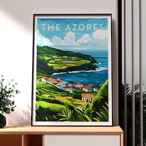 Impression de voyage des Açores - Art mural des îles des Açores - Art du Portugal - Art mural de voyage - Poster de vacances - Impression de vacances - Cadeau pour voyageur