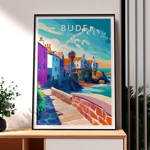 Bude Print - Cornwall Wall Art -  England Beach Poster - Travel Wall Art - Bude Poster - Bude Wall Art - UK AONB Poster - Bude Beach Art