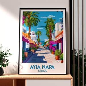 Ayia Napa Print - Cyprus Wall Art -  Kato Paphos Poster - Travel Wall Art - Cyprus Travel Poster - Cyprus Art - Cyrpus Wall Art Nightlife